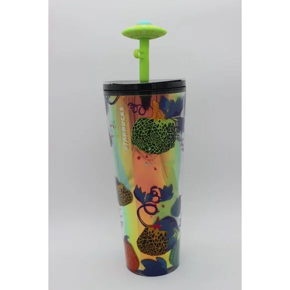 Starbucks 2024 Fall Halloween pumpkins UFO topper glow in the dark venti tumbler